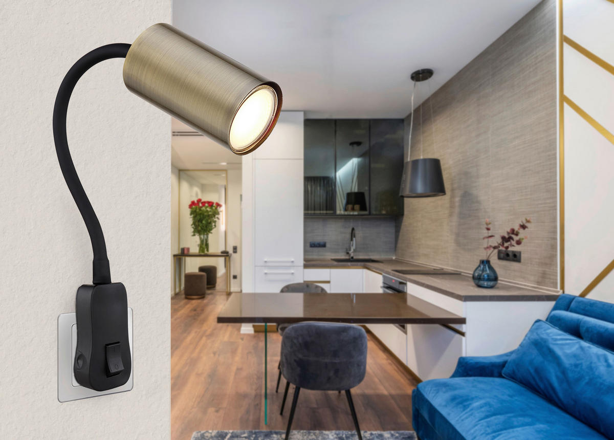 GLOBO Wandleuchte schwarz Kunststoff B/H: ca. 5,5x43 cm GU10 1 Brennstellen ROBBY - schwarz (5,50/43,00cm) - GLOBO