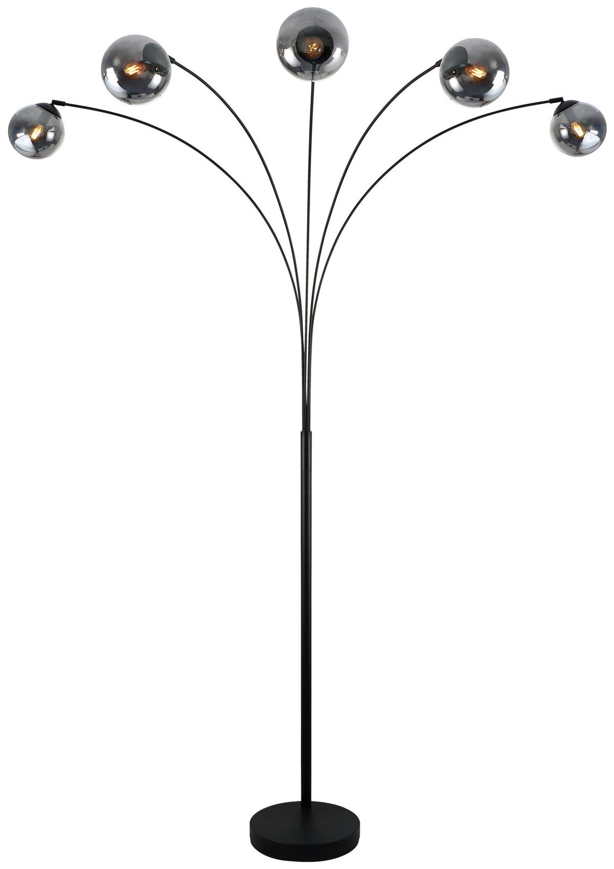 Stehleuchte schwarz Metall B/H: ca. 170x210 cm E14 5 Brennstellen Stehleuchte_5flg._Akali - schwarz (170,00/210,00cm)
