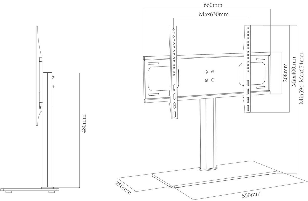 VCM TV-Tisch-Standfuß TV-Tisch-Standfuß_B-TTS600 VCM - (67,40/46,00/25,00cm) - VCM
