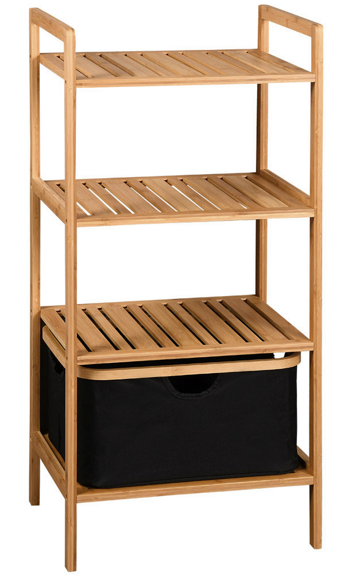 Kesper Regal schwarz Polyester B/H/L: ca. 33x93,5x44 cm Regal_mit_Korb - braun/schwarz (44,00/33,00/93,50cm) - Kesper