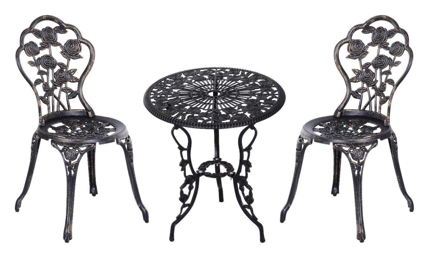 Outsunny Bistro-Set bronze Alu B/H/L: ca. 60x67x60 cm Bistro-Set - bronze (60,00/60,00/67,00cm) - Outsunny