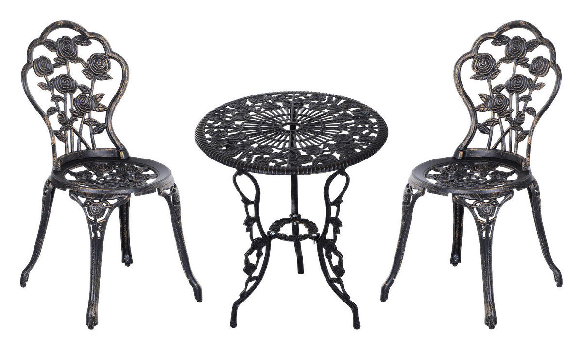 Outsunny Bistro-Set bronze Alu B/H/L: ca. 60x67x60 cm Bistro-Set - bronze (60,00/60,00/67,00cm) - Outsunny