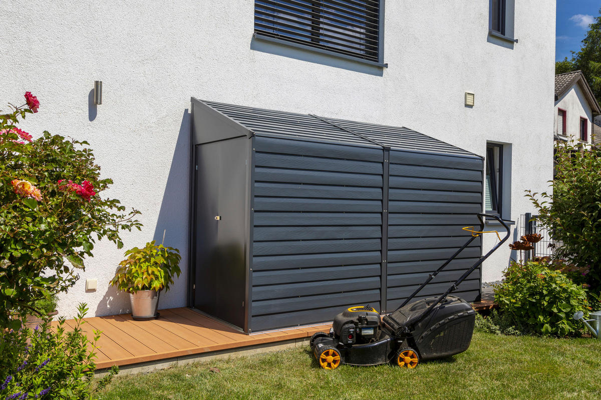 Spacemaker Anlehngerätehaus 4x10 grau B/H/T: ca. 295x208x124 cm 4x10 - grau (295,00/208,00/124,00cm) - Spacemaker