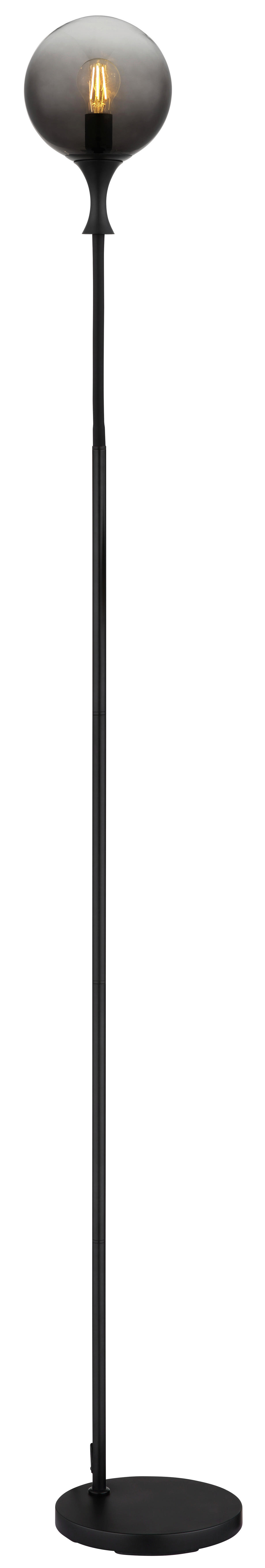 GLOBO Stehleuchte mattschwarz Rauch Kunststoff Metall Glas B/H/T: ca. 29x152x25 cm E27 1 Brennstellen DALTON - mattschwarz/Rauch (29,00/152,00/25,00cm) - GLOBO
