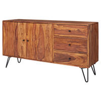 Sideboard schwarz lackiert natur beschichtet B/H/T: ca. 145x75x40 cm Sideboard - natur/schwarz (145,00/75,00/40,00cm) - Wohnling