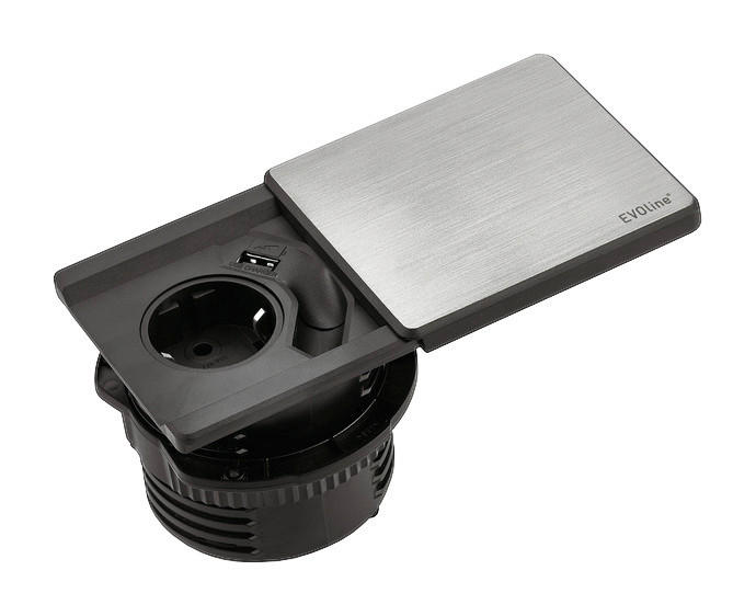 Naber Steckdose 8031152 Alu schwarz B/H/T: ca. 18,1x6,8x9,1 cm 8031152 - schwarz/Alu (18,10/6,80/9,10cm) - Naber