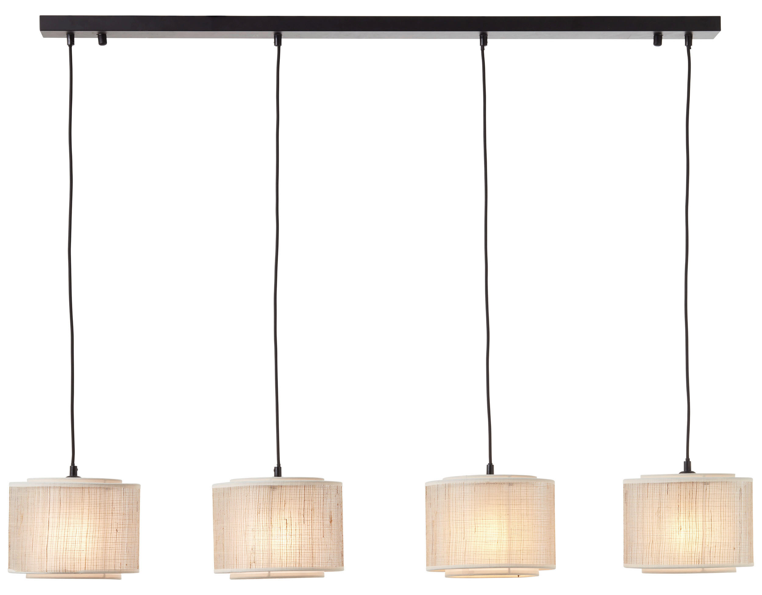 Brilliant Pendelleuchte Odar 99482/09 schwarz beige natur Metall Textil Papier B/H/T: ca. 125x113,5x22 cm E27 4 Brennstellen Pendelleuchte Odar 99482/09 - beige/natur (125,00/113,50/22,00cm) - Brilliant