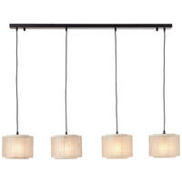 Brilliant Pendelleuchte Odar 99482/09 schwarz beige natur Metall Textil Papier B/H/T: ca. 125x113,5x22 cm E27 4 Brennstellen Pendelleuchte Odar 99482/09 - beige/natur (125,00/113,50/22,00cm) - Brilliant