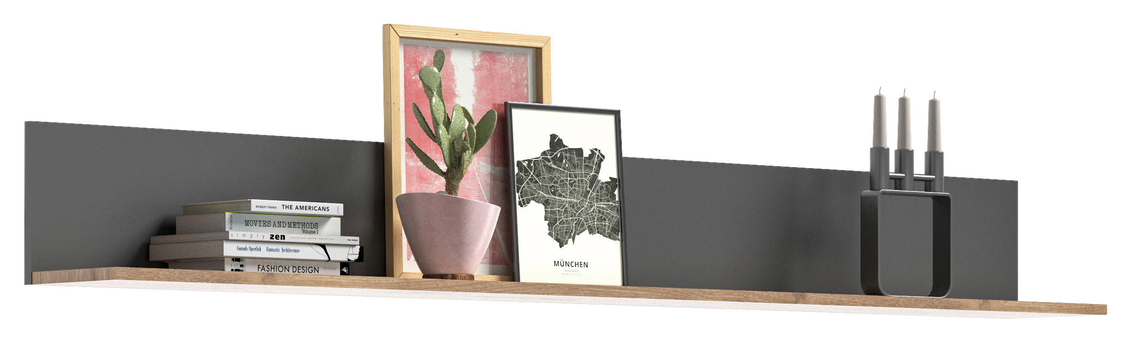 Wandboard Mason dunkelgrau Nox Oak Nachbildung B/H/T: ca. 180x21x20 cm Mason - dunkelgrau (180,00/21,00/20,00cm)