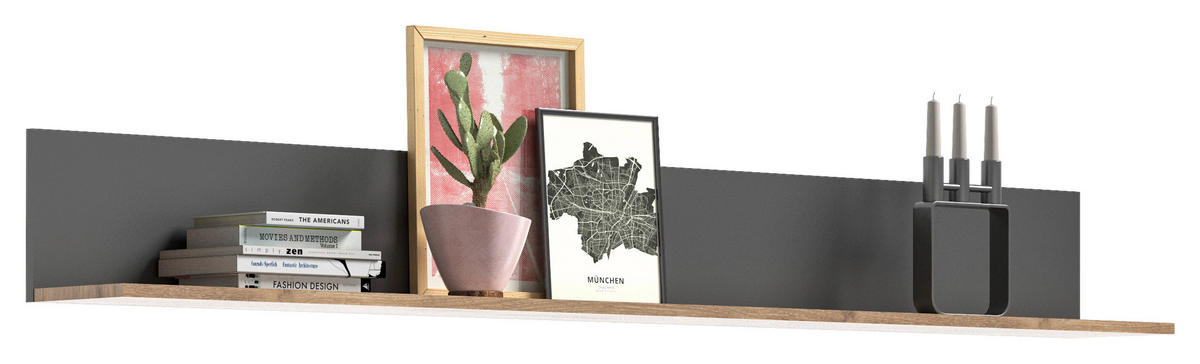 Wandboard Mason dunkelgrau Nox Oak Nachbildung B/H/T: ca. 180x21x20 cm Mason - dunkelgrau (180,00/21,00/20,00cm)