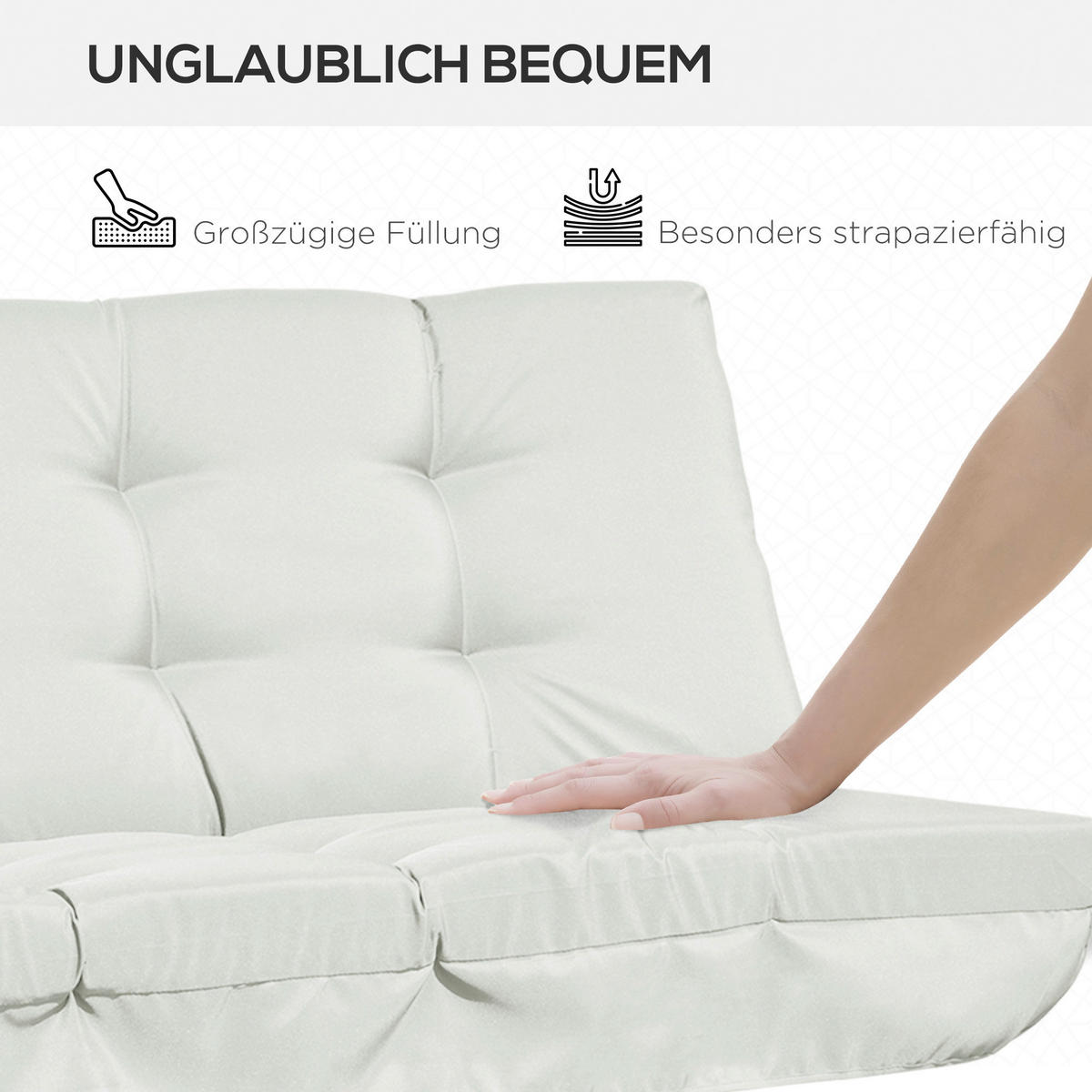 Outsunny Sitzkissen beige Polyester B/H/L: ca. 100x8x170 cm Sitzkissen - beige (170,00/100,00/8,00cm) - Outsunny