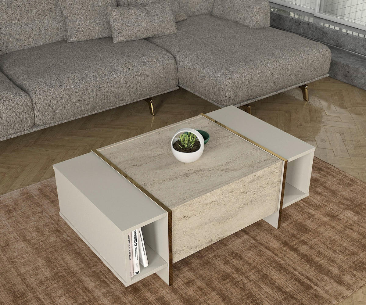 Couchtisch Veyron beige granit Optik B/H/T: ca. 103,8x37,7x60 cm Veyron - beige/granit (103,80/37,70/60,00cm) - moebel17