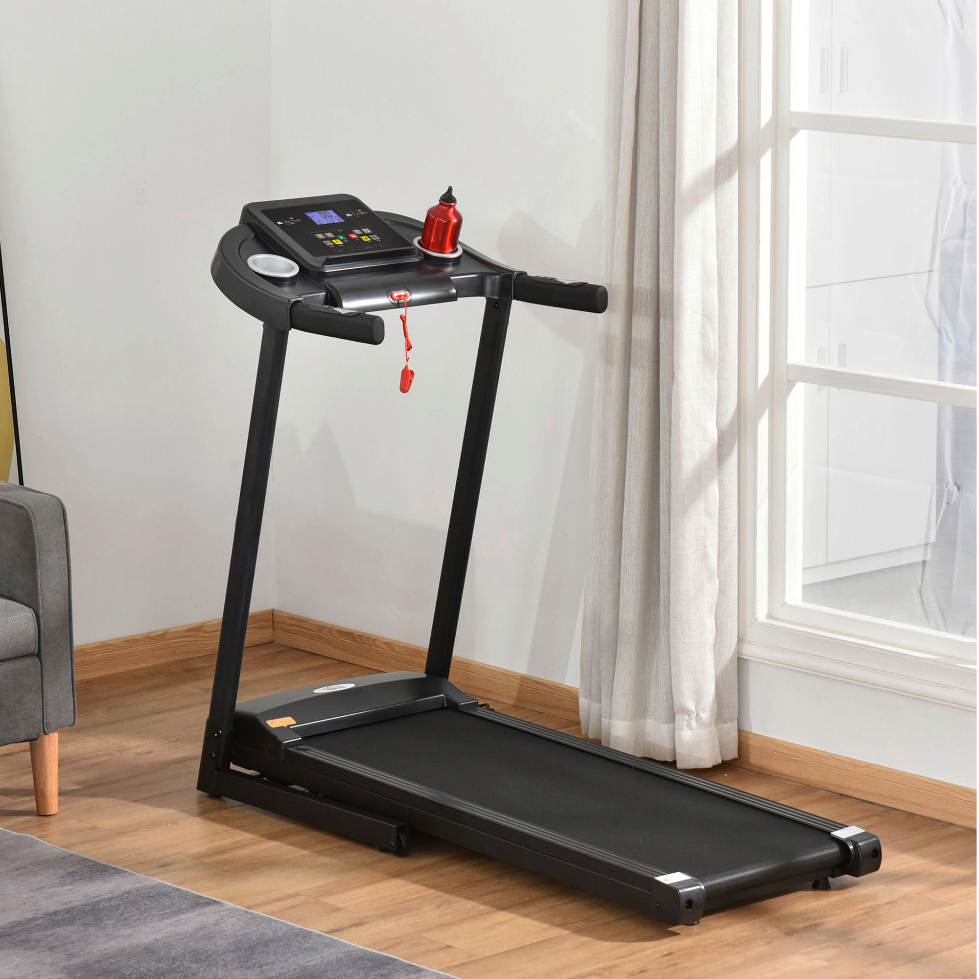 HOMCOM Fitness-Zubehör grau Polypropylen B/H/L: ca. 60x134x118 cm Laufband - schwarz/grau (118,00/60,00/134,00cm) - HOMCOM