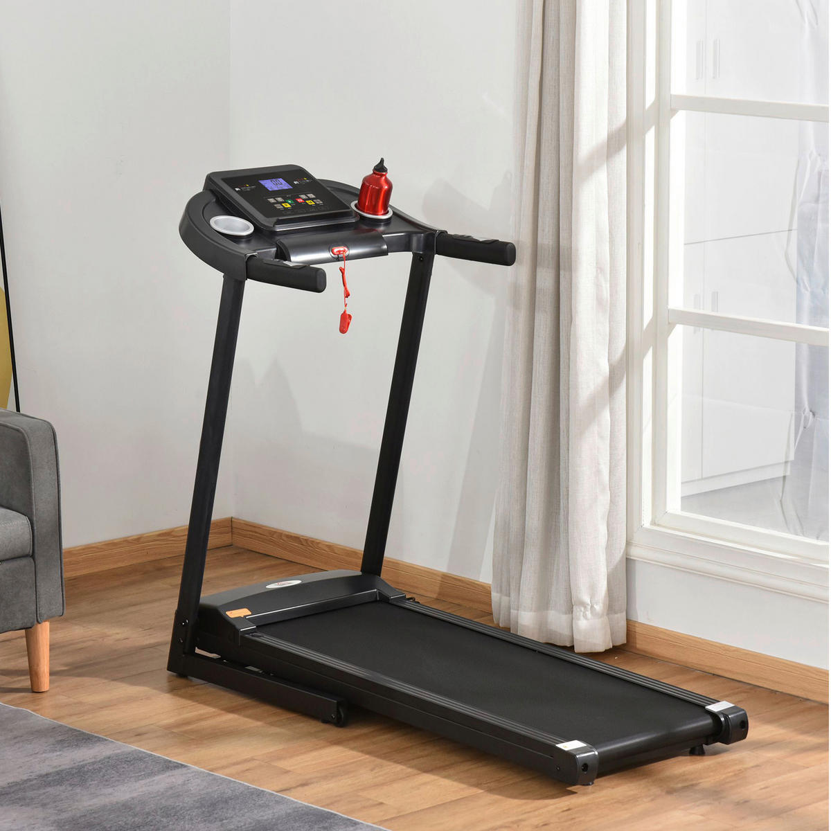 HOMCOM Fitness-Zubehör grau Polypropylen B/H/L: ca. 60x134x118 cm Laufband - schwarz/grau (118,00/60,00/134,00cm) - HOMCOM