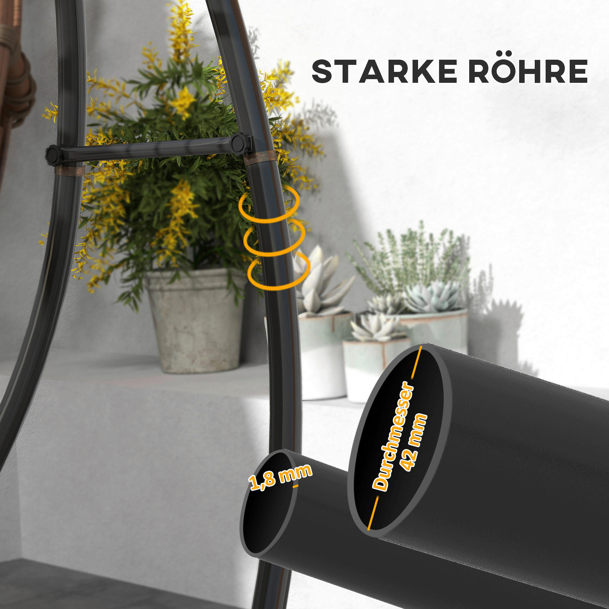 Outsunny Hängesesselgestell schwarz Met...