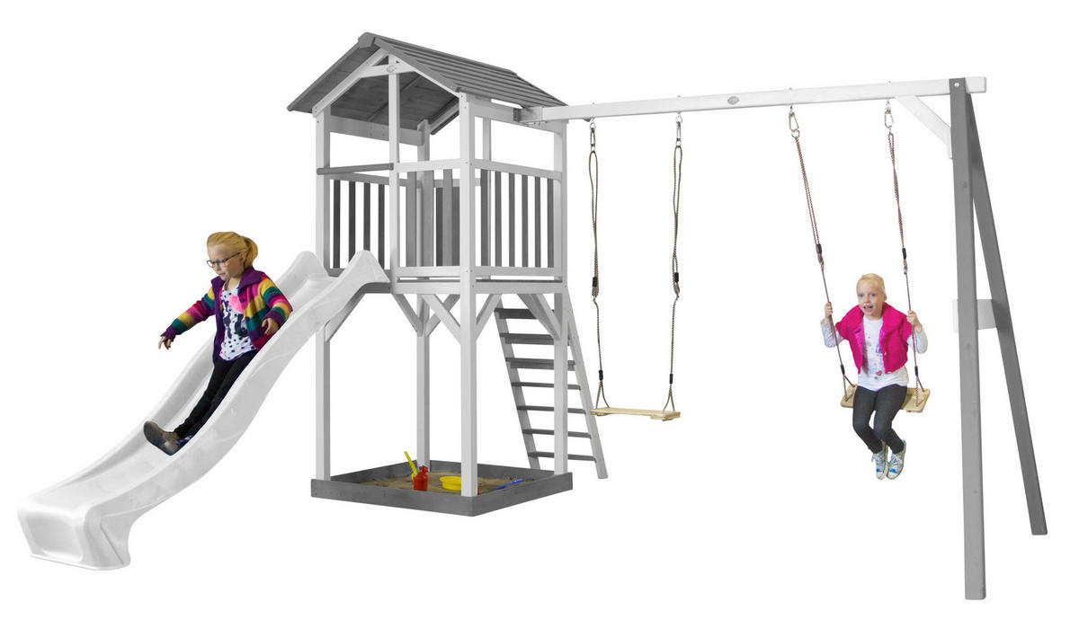 AXI Spielturm Beach Tower grau B/H/T: ca. 356,6x241,9x349 cm Beach Tower - weiß/grau (356,60/241,90/349,00cm) - AXI