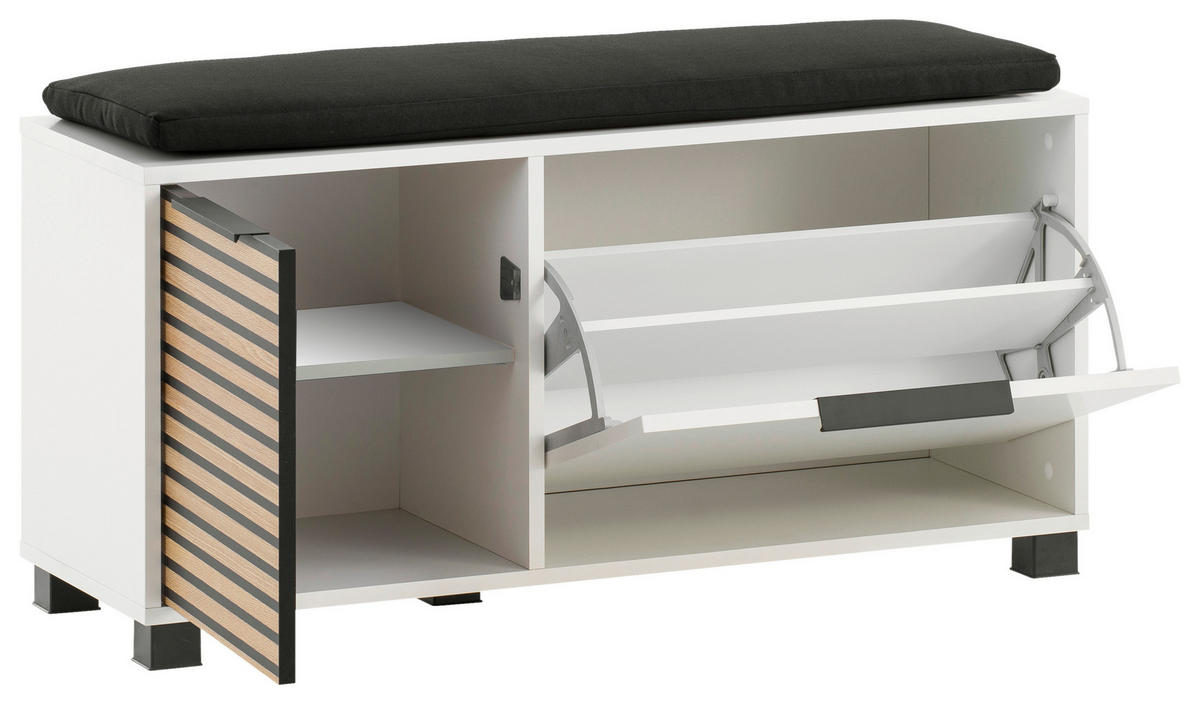 Schuhbank Loft weiß matt B/H/T: ca. 98,4x47,2x33,05 cm Loft - weiß (98,40/47,20/33,05cm) - Möbelpartner