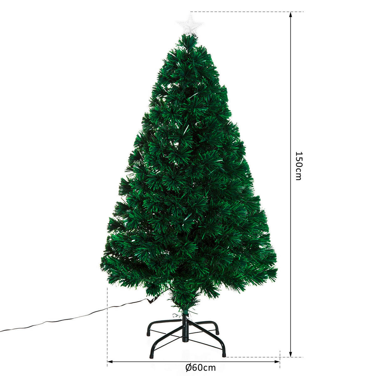 HOMCOM Weihnachtsbaum grün Metall H/D: ca. 150x60 cm Weihnachtsbaum_grün - grün (60,00/150,00cm) - HOMCOM