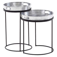 Beistelltisch 2er-Set. silber Metall B/H/T: ca. 38x45x38 cm 2er-Set. - silber (38,00/45,00/38,00cm) - Wohnling