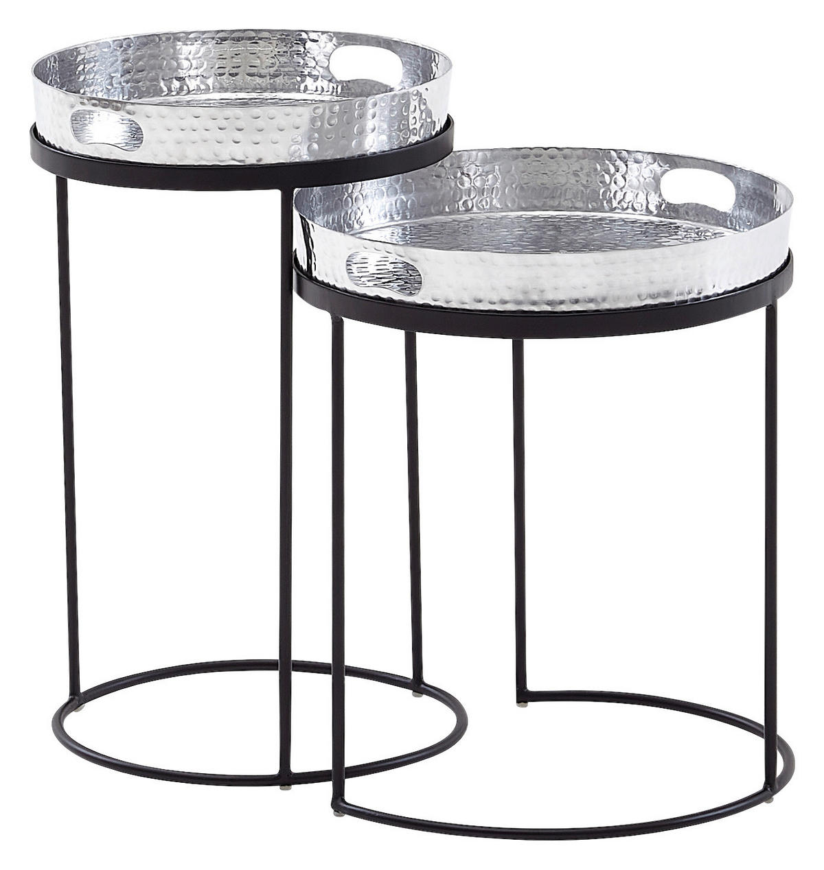 Beistelltisch 2er-Set. silber Metall B/H/T: ca. 38x45x38 cm 2er-Set. - silber (38,00/45,00/38,00cm) - Wohnling
