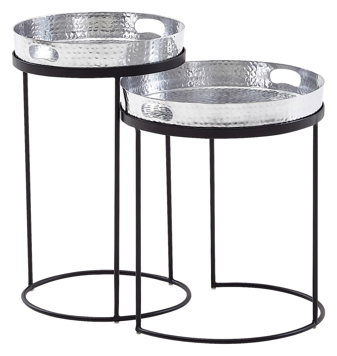 Beistelltisch 2er-Set. silber Metall B/H/T: ca. 38x45x38 cm günstig online kaufen