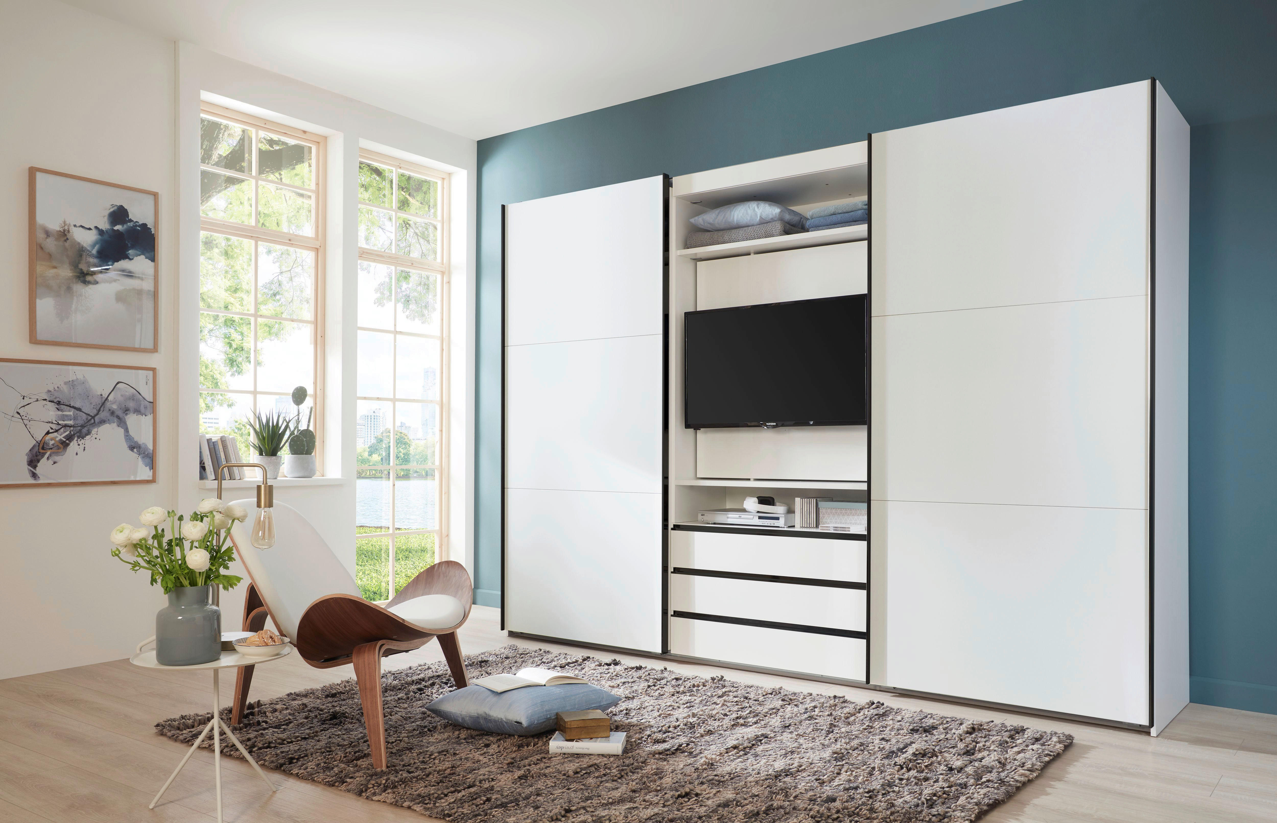 Schwebetürenschrank Magic weiß B/H/T: ca. 300x216x65 cm Magic - weiß/schwarz (300,00/216,00/65,00cm)