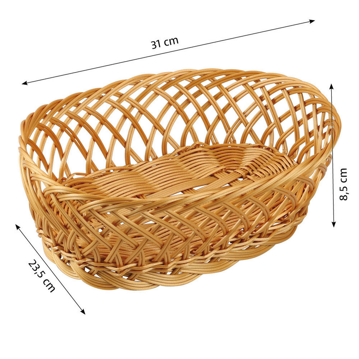 Kesper Brot und Obstkorb braun Kunststoff B/H/L: ca. 23,5x31x16 cm Brot-/u.Obstkorb_5erSet - braun (16,00/23,50/31,00cm) - Kesper