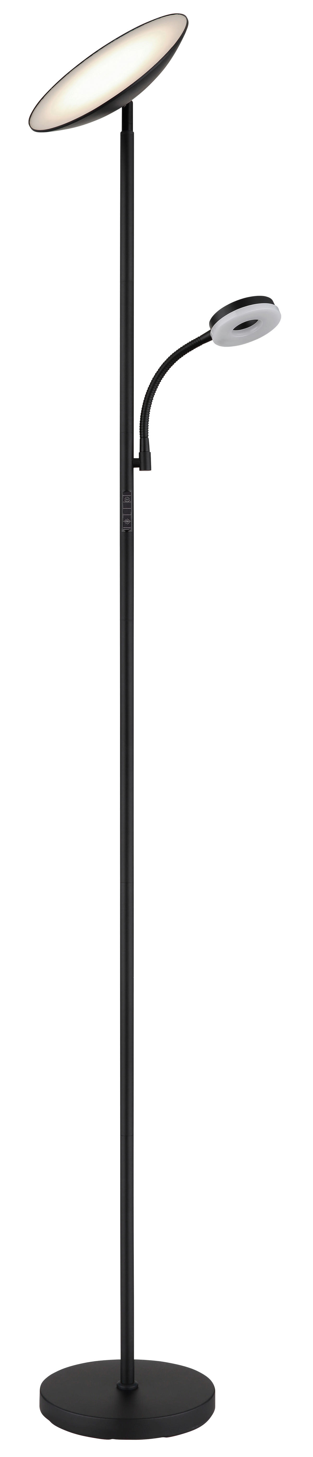 GLOBO LED-Deckenfluter Opal Chrom schwarz Metall Kunststoff H/D: ca. 179x25 cm 1 Brennstellen SKOPO - schwarz/Opal (25,00/179,00cm) - GLOBO