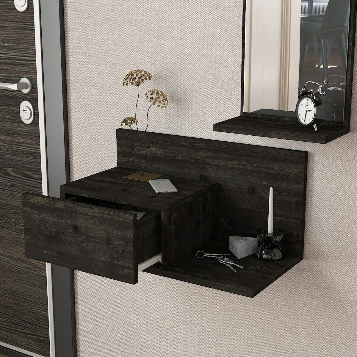 Konsolentisch Drax dunkelgrau Spanplatte B/H/T: ca. 60x29,5x30 cm Drax - dunkelgrau (60,00/29,50/30,00cm) - moebel17