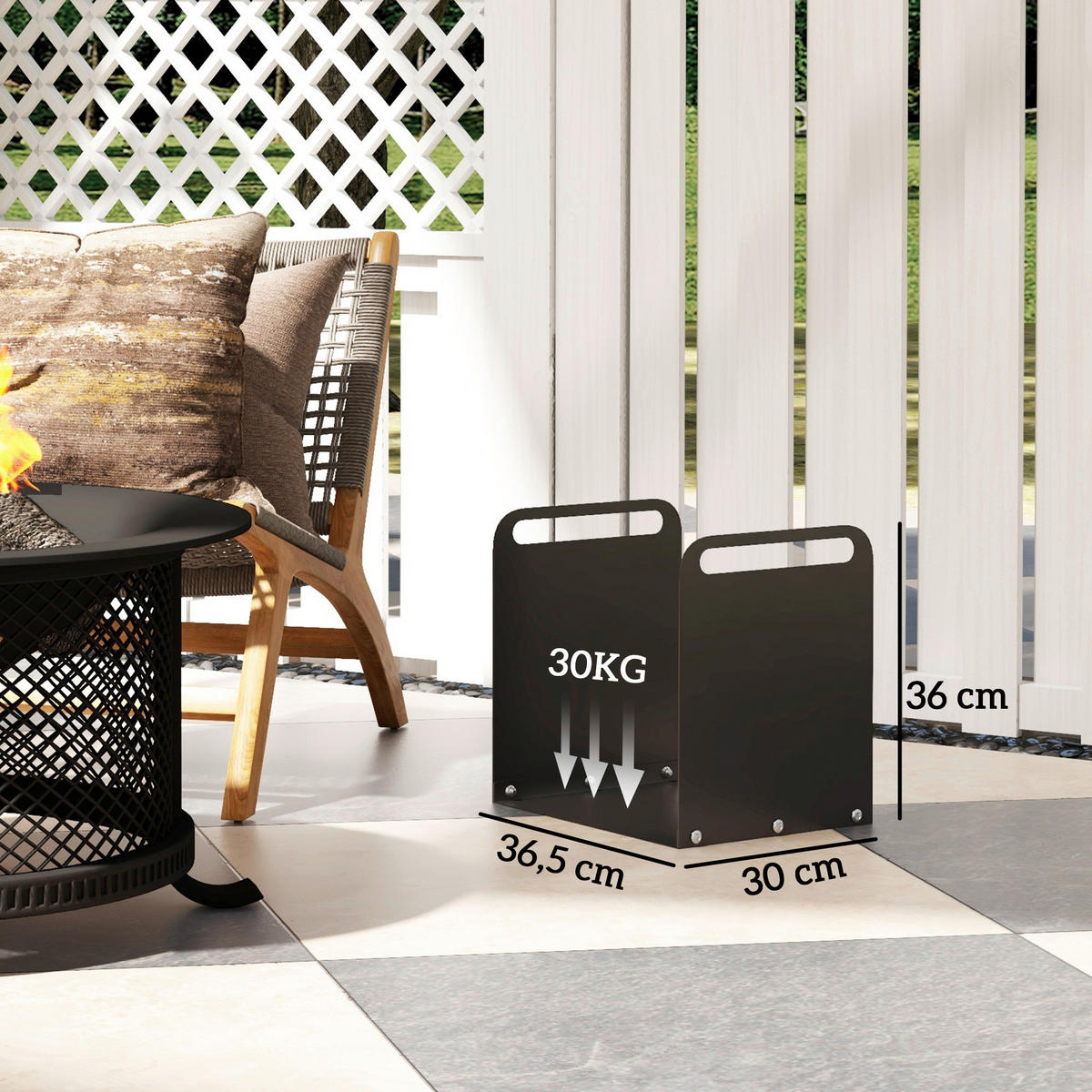 Outsunny Kaminholzregal schwarz B/H/L: ca. 30x36x36,5 cm Kaminholzregal - schwarz (36,50/30,00/36,00cm) - Outsunny
