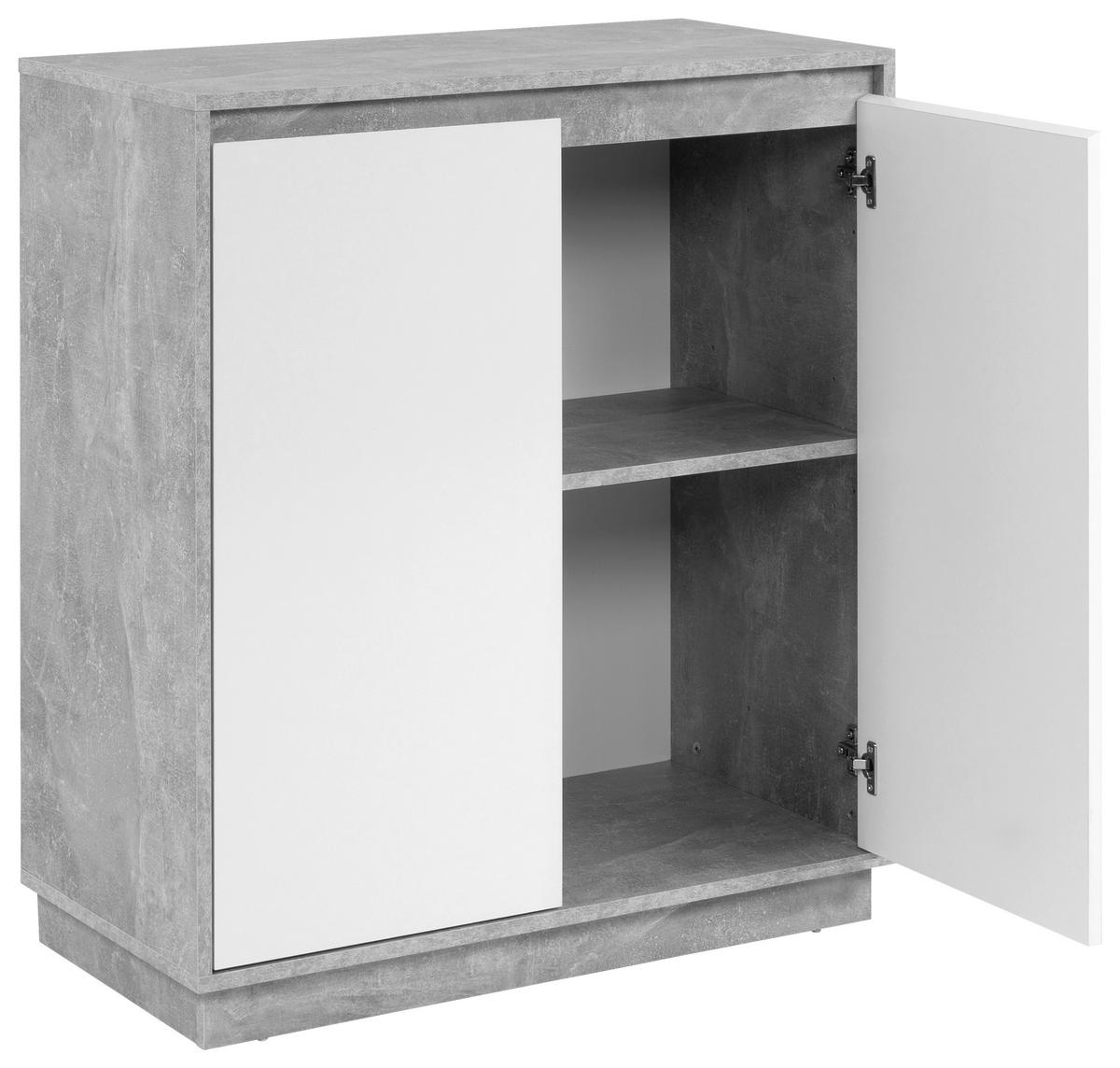 Kommode Phoenix Beton Optik weiß glänzend B/H/T: ca. 79x88x40 cm Phoenix - Beton/weiß (79,00/88,00/40,00cm)