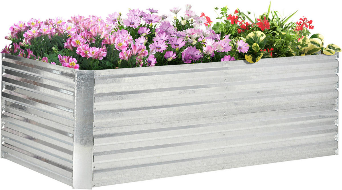 Outsunny Hochbeet silber Stahl B/H/L: ca. 90x59x180 cm Hochbeet - silber (180,00/90,00/59,00cm) - Outsunny