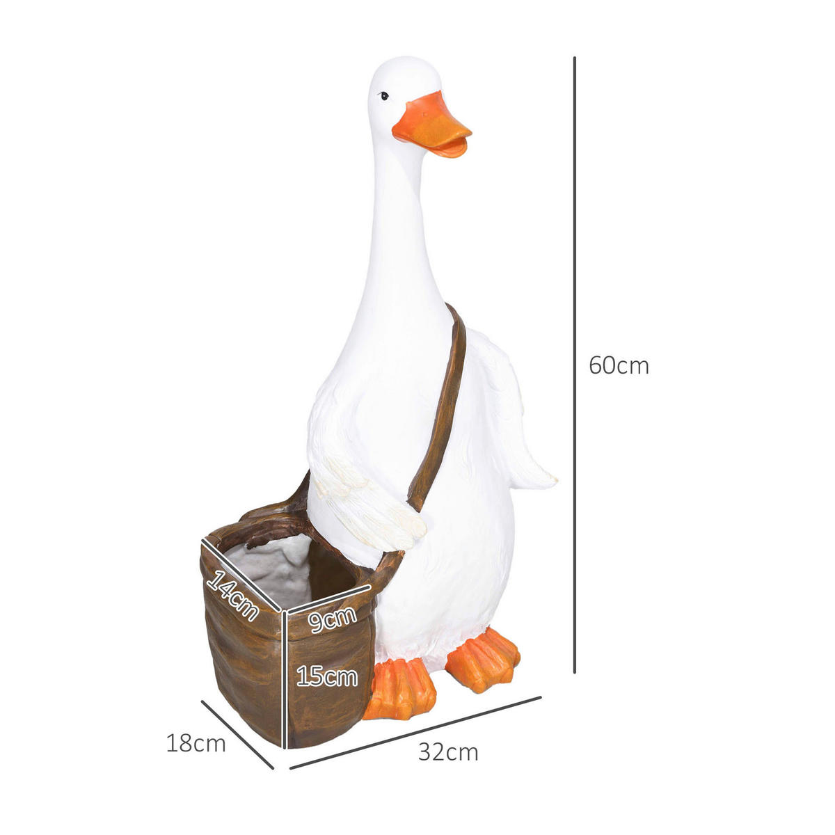 Outsunny Blumentopf weiß Kunststoff B/H/L: ca. 18x60x32 cm Blumentopf - weiß (32,00/18,00/60,00cm) - Outsunny