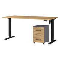 Büro-Sets 9750-582 Eiche Grand-Son Nachbildung Graphit schwarz B/H/T: ca. 217x119x80 cm 9750-582 - Eiche/Graphit (217,00/119,00/80,00cm) - Germania