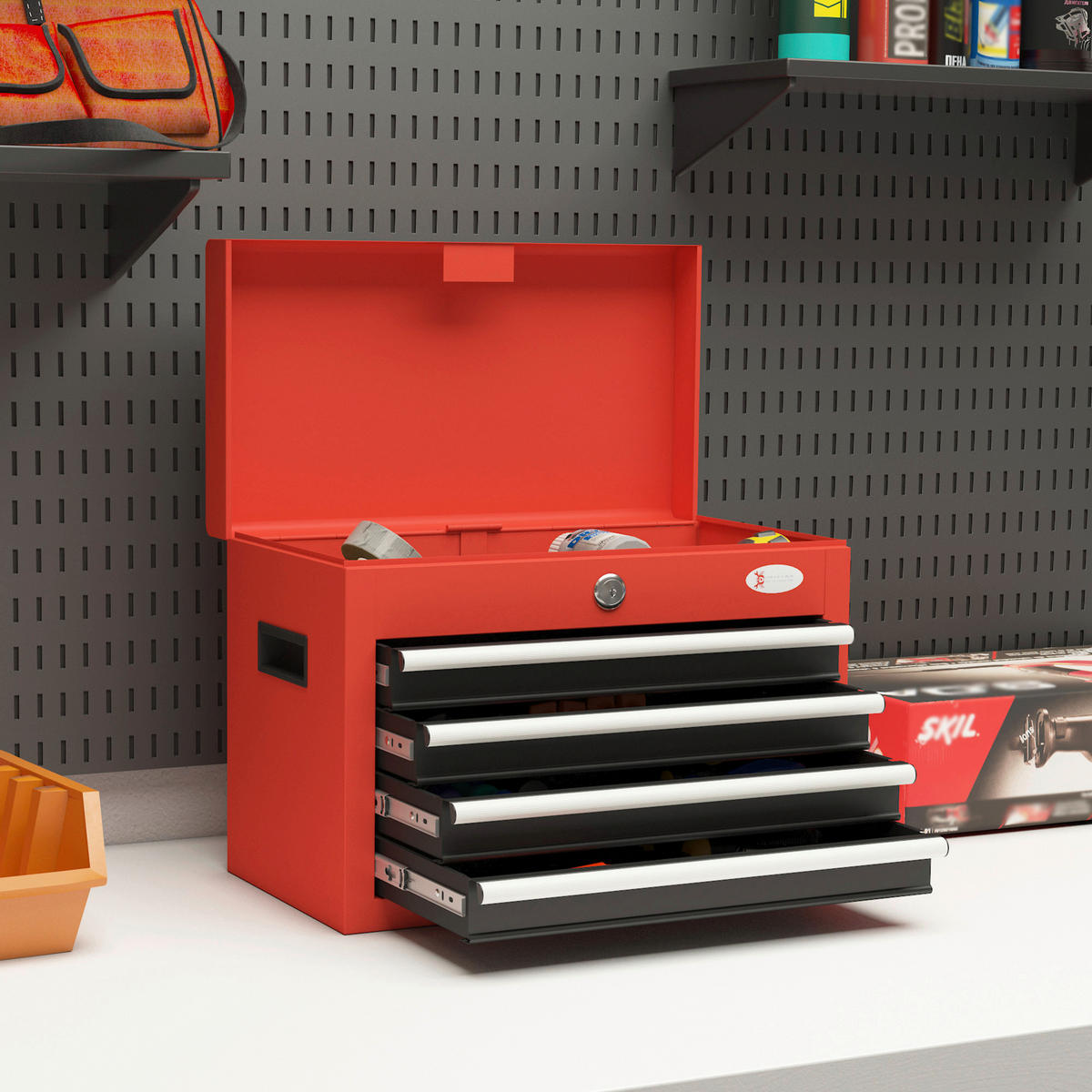 B/H/L: ca. 24,5x45x32,5 cm Werkzeugkasten - rot (32,50/24,50/45,00cm) - DURHAND