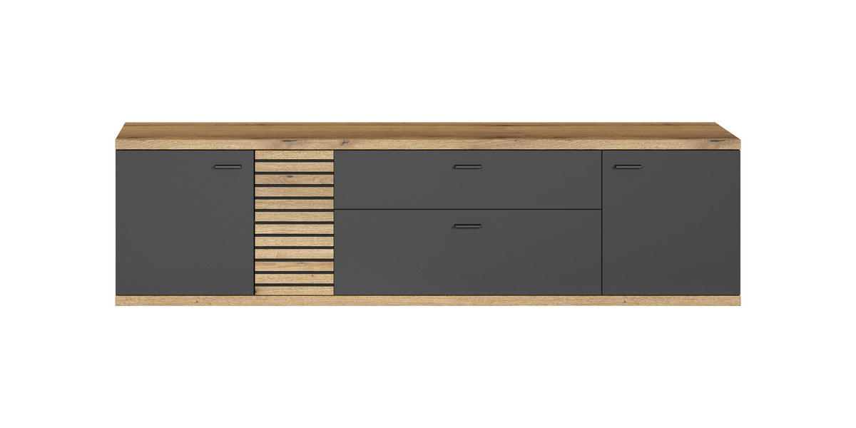 Lowboard Norris anthrazit Eiche Evoke Coast Nachbildung B/H/T: ca. 202x55x42 cm Norris - Eiche/anthrazit (202,00/55,00/42,00cm)