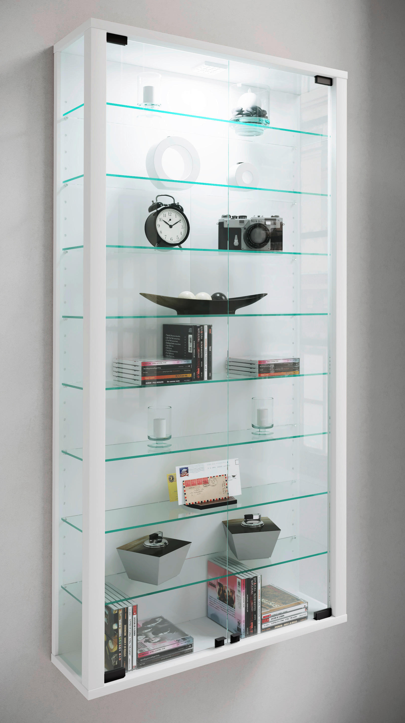 Vitrine Vitrosa Maxi weiß Holzwerkstoff Glas B/H/T: ca. 59x113x18 cm Vitrosa Maxi - weiß (59,00/113,00/18,00cm) - VCM Möbel