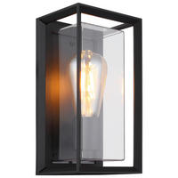Außenleuchte transparent schwarz B/H/T: ca. 13x24,8x12,2 cm LOGANA - schwarz/transparent (13,00/24,80/12,20cm) - GLOBO