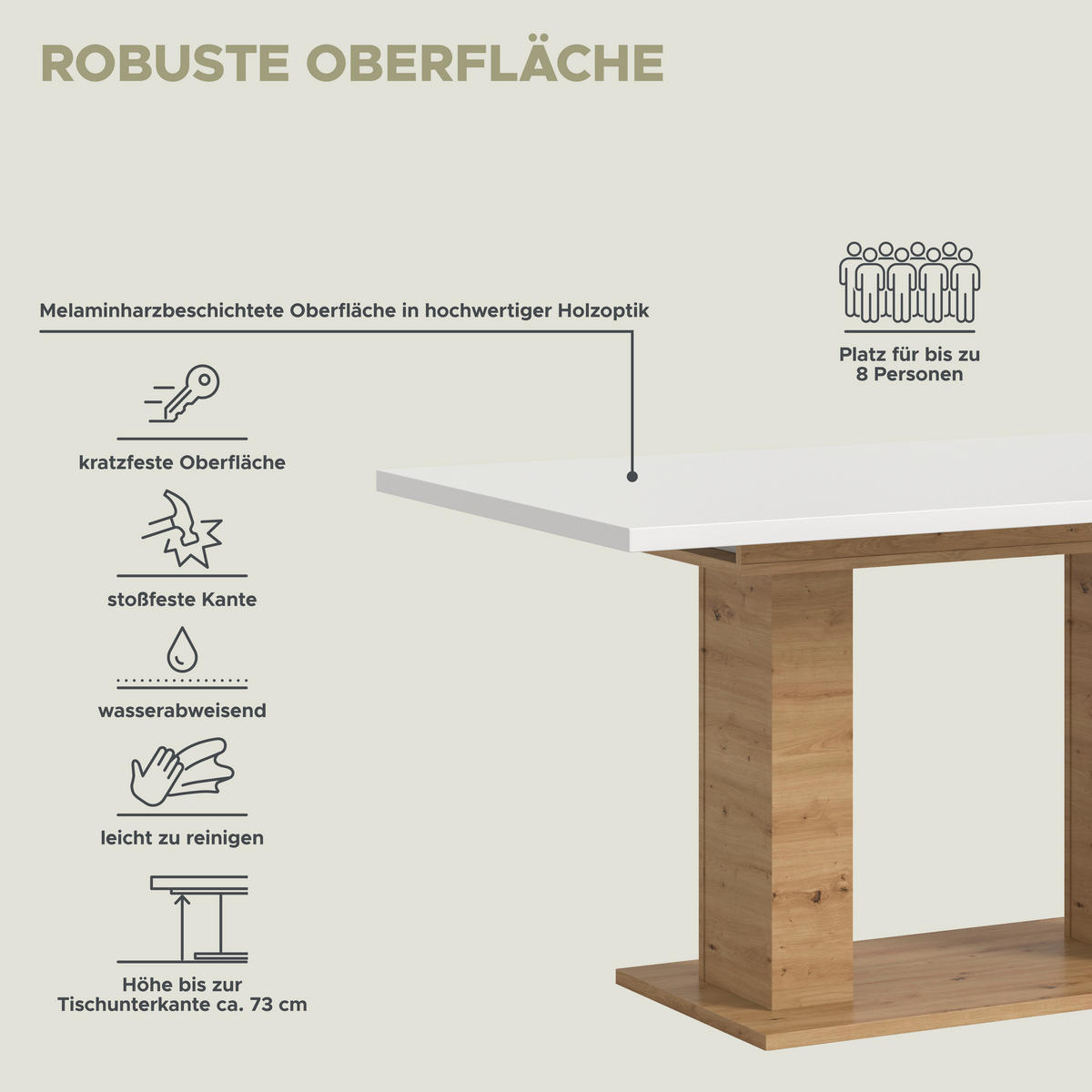 Esstisch MOTION weiß Artisan Nachbildung B/H/T: ca. 150x76x90 cm MOTION - weiß (150,00/76,00/90,00cm) - xonox.home