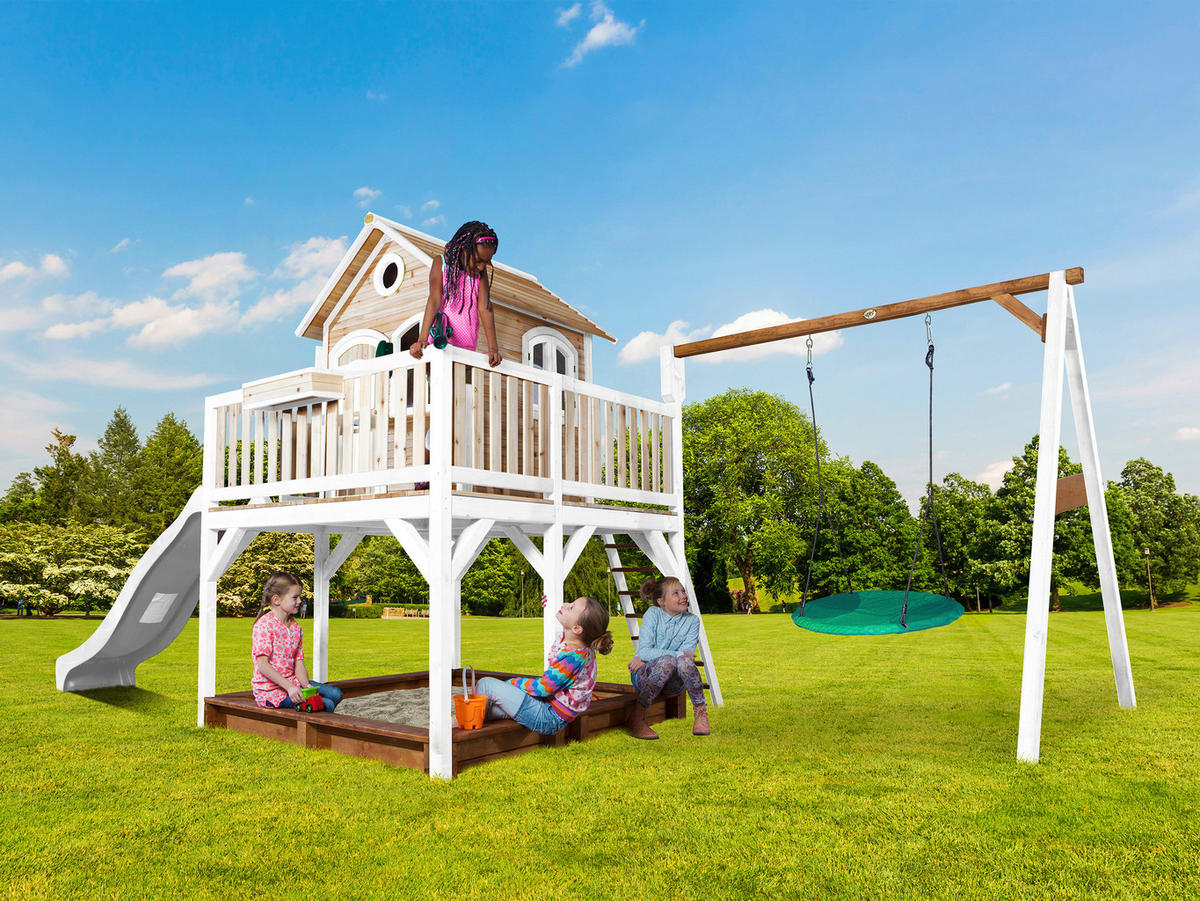 AXI Spielhaus Liam braun B/H/L: ca. 541x291x277 cm Liam - braun/weiß (277,00/541,00/291,00cm) - AXI