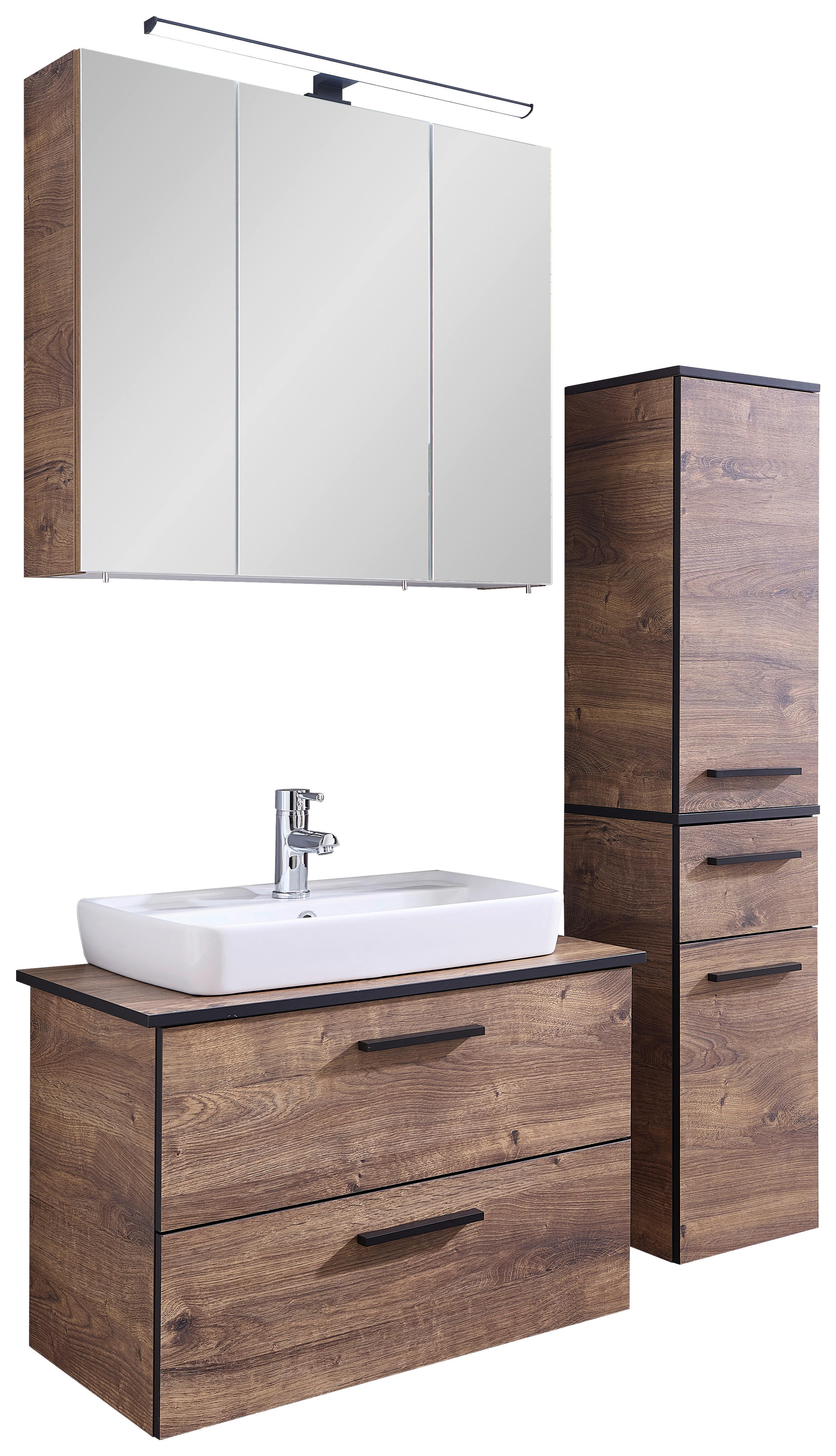 Badezimmer-Set Quickset 374 Eiche Ribeck Nachbildung B/H/T: ca. 75x200x44,5 cm Quickset 374 - Eiche (75,00/200,00/44,50cm) - Pelipal