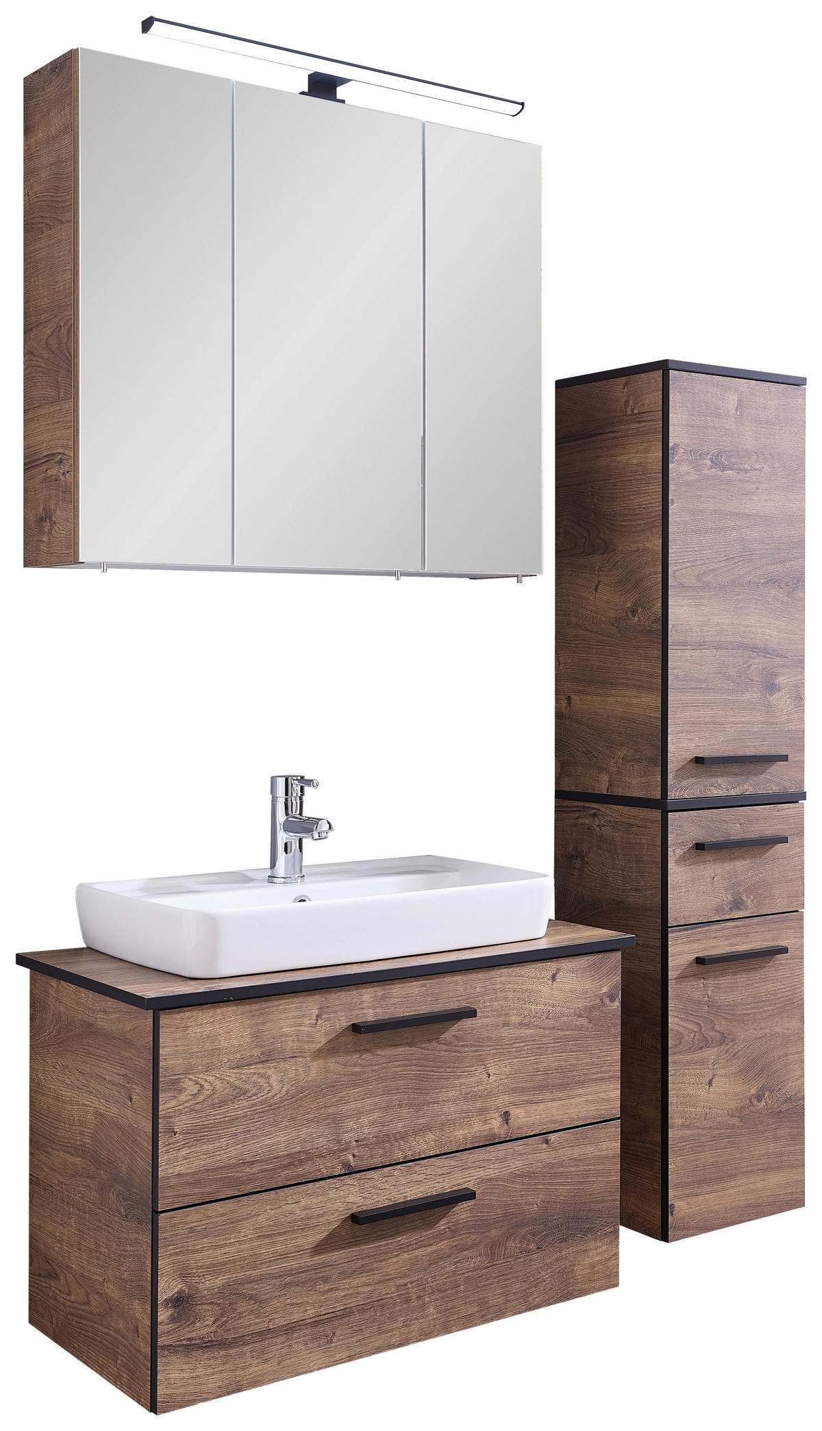 Badezimmer-Set Quickset 374 Eiche Ribeck Nachbildung B/H/T: ca. 75x200x44,5 cm Quickset 374 - Eiche (75,00/200,00/44,50cm) - Pelipal