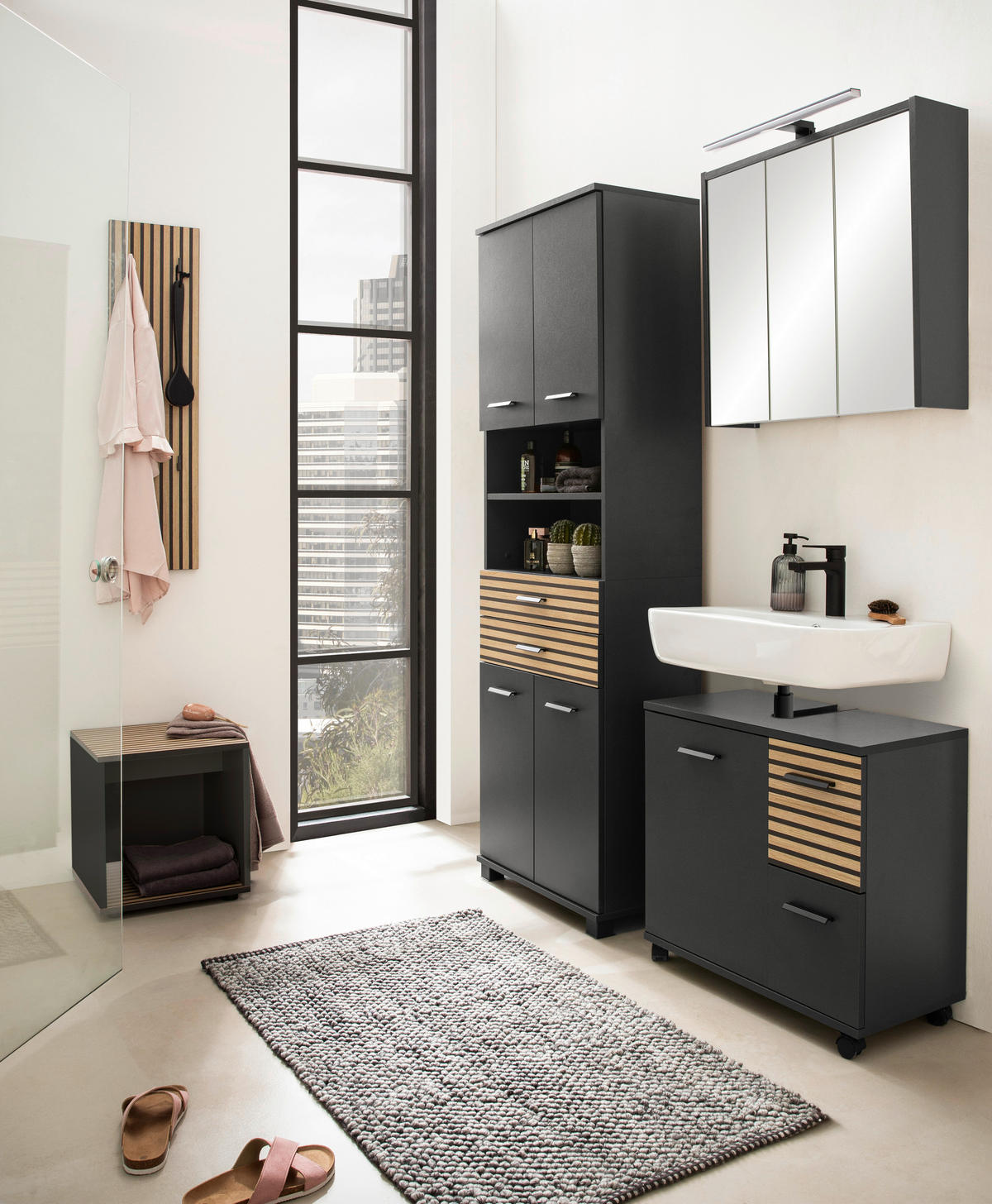 Hochschrank Katta anthrazit B/H/T: ca. 59,8x180,9x32,6 cm Katta - anthrazit (59,80/180,90/32,60cm) - Schildmeyer