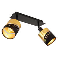 GLOBO Spot gold schwarz Kunststoff Metall B/H/T: ca. 9x20,5x25 cm E14 2 Brennstellen OR - gold/schwarz (9,00/20,50/25,00cm) - GLOBO