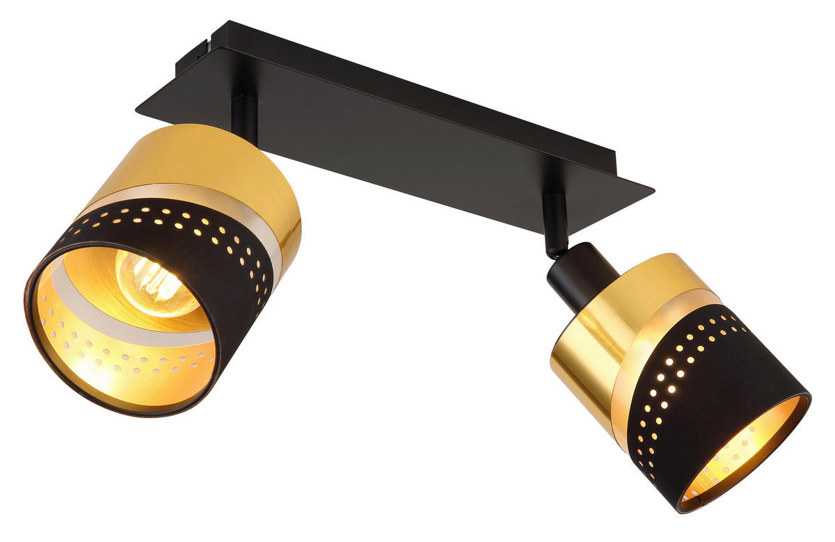 GLOBO Spot gold schwarz Kunststoff Metall B/H/T: ca. 9x20,5x25 cm E14 2 Brennstellen OR - gold/schwarz (9,00/20,50/25,00cm) - GLOBO