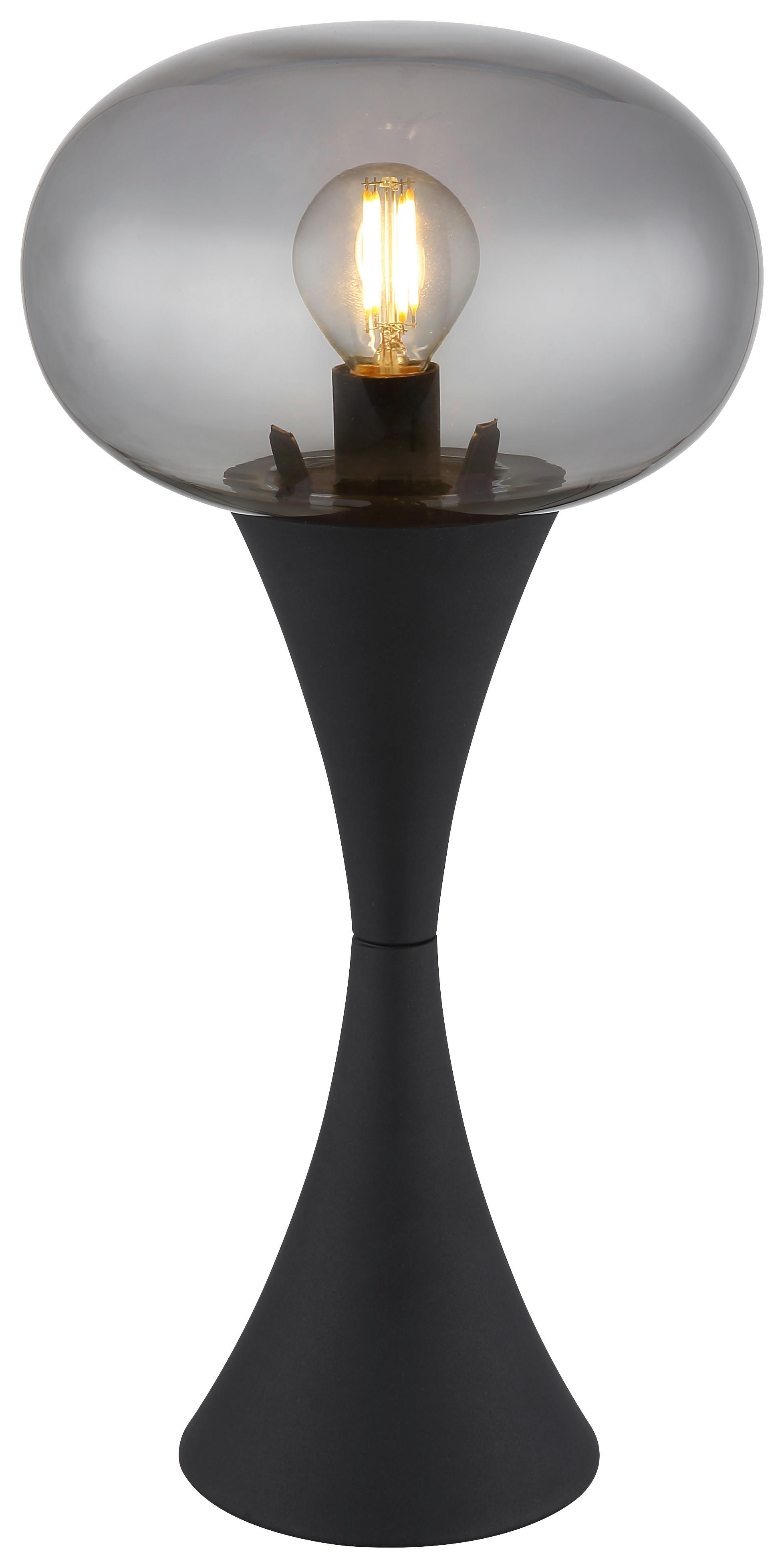 GLOBO Tischleuchte Rauch schwarz Glas Metall H/D: ca. 36,9x18 cm E14 1 Brennstellen LULA - schwarz/Rauch (18,00/36,90cm) - GLOBO
