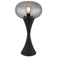 GLOBO Tischleuchte Rauch schwarz Glas Metall H/D: ca. 36,9x18 cm E14 1 Brennstellen LULA - schwarz/Rauch (18,00/36,90cm) - GLOBO