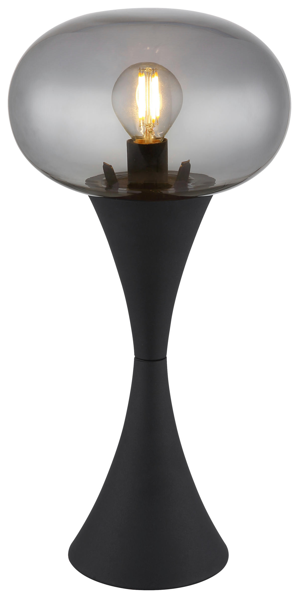 GLOBO Tischleuchte Rauch schwarz Glas Metall H/D: ca. 36,9x18 cm E14 1 Brennstellen LULA - schwarz/Rauch (18,00/36,90cm) - GLOBO
