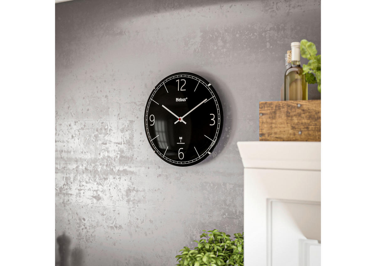 Mebus Wanduhr schwarz D: ca. 30 cm Wanduhr_Funk - schwarz (30,00cm) - Mebus