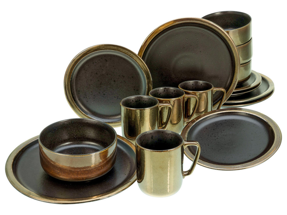 CreaTable Kombiservice MODERN INDUSTRIAL schwarz Steinzeug 16 tlg. MODERN INDUSTRIAL - schwarz - CreaTable